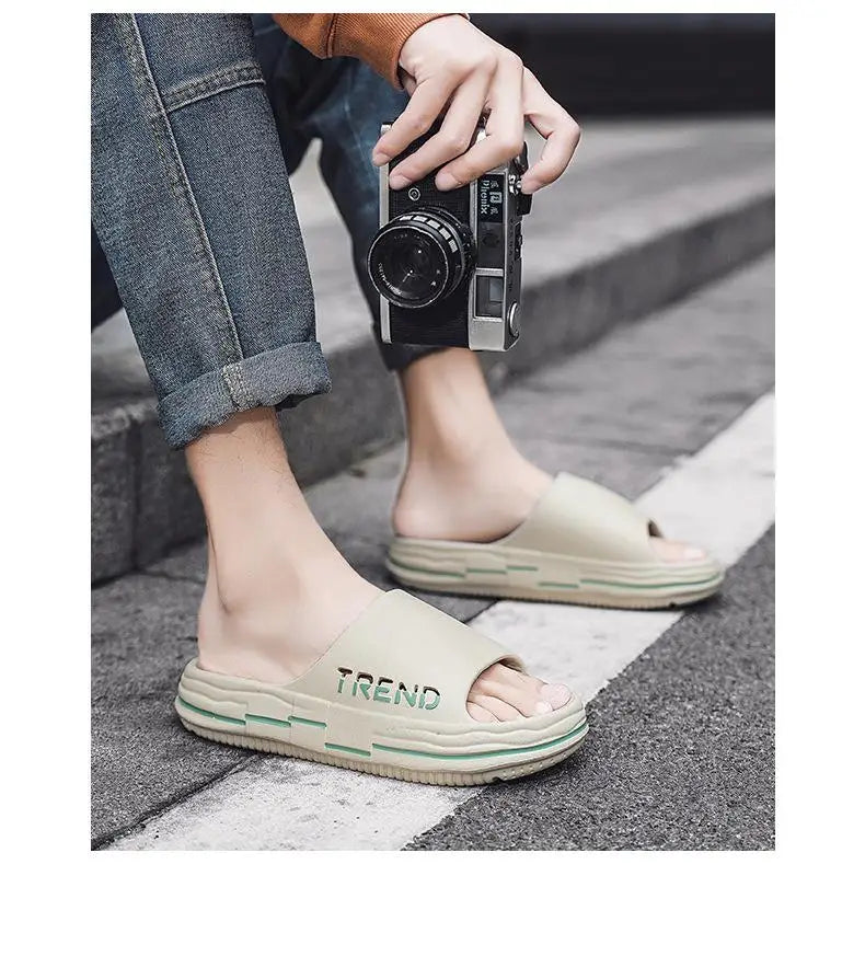 Men's Non-Slip EVA Platform Slides Comfortable Soft Sole Cloud Slippers For Indoor Outdoor Bathroom Beach Summer Sandals for Men