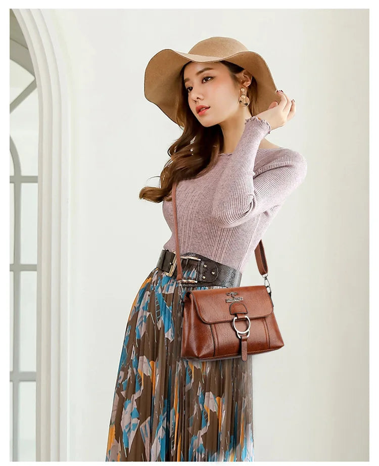 2025 Women's Single Shoulder Bag PU Soft Leather Texture Large Capacity Crossbody Handbag Simple Small Square Fashionable Bag