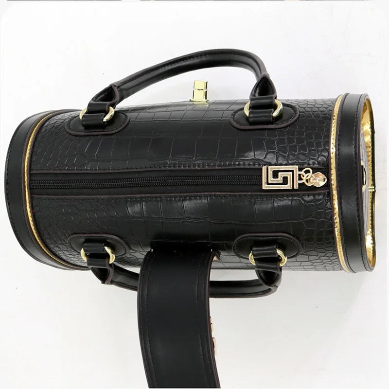 Classic Retro Women's Shoulder Bag Boston Handbag Crocodile Embossed Crossbody Letter Decoration High Quality Top Handle Bag