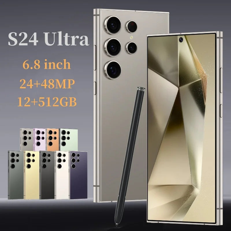 Global Vision S24 Ultra 智慧型手機 5G Android 6000mAH 8GB RAM 512G ROM 6.8 吋 1920x1080HD 24+48MP MTK10 4G 網路手機