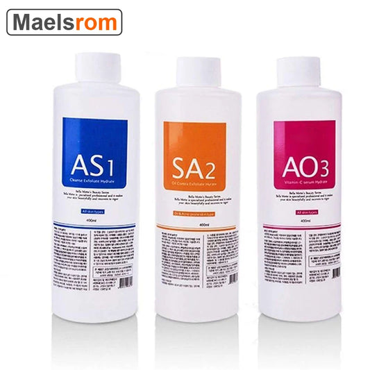 AS1 SA2 AO3 Small Bubble Aqua Peeling Solution 400ml Hydrogen Oxygen Dermabrasion Facial Cleaning Blackhead Export Liquid Beauty