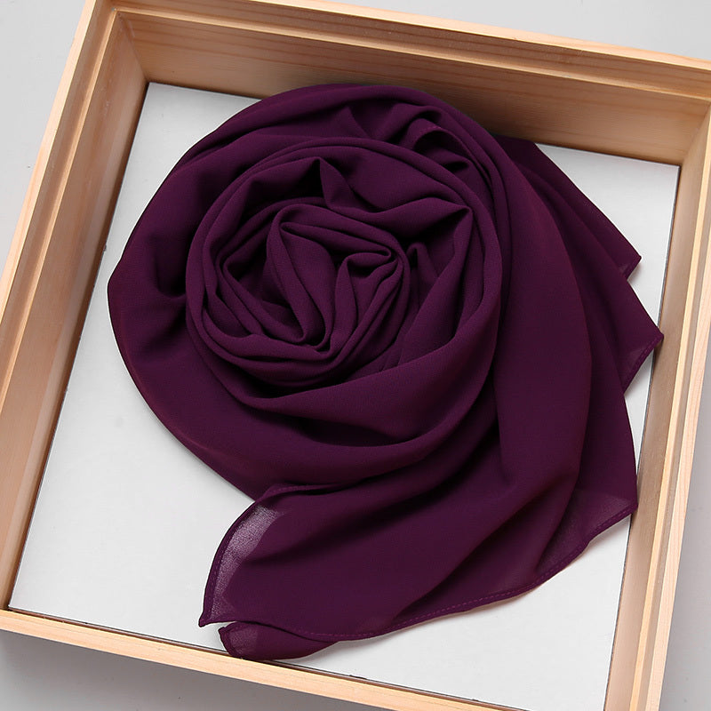 Solid Color Chiffon Scarf Women's Instant Hijab Long Shawl Scarf Lightweight Hair Sleeping Wrap