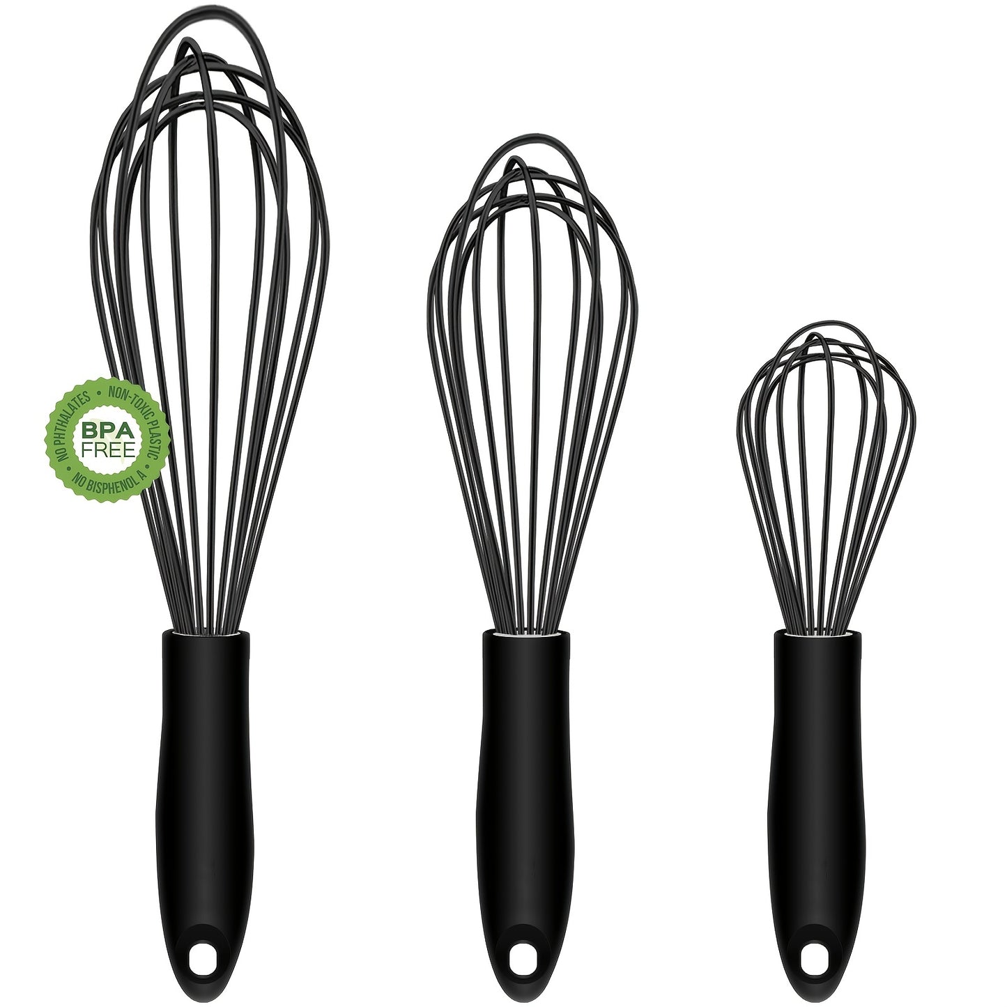 3pcs 3-Piece Silicone Egg Whisk Set: Manual Egg Beater for Baking, Kitchen Supplies