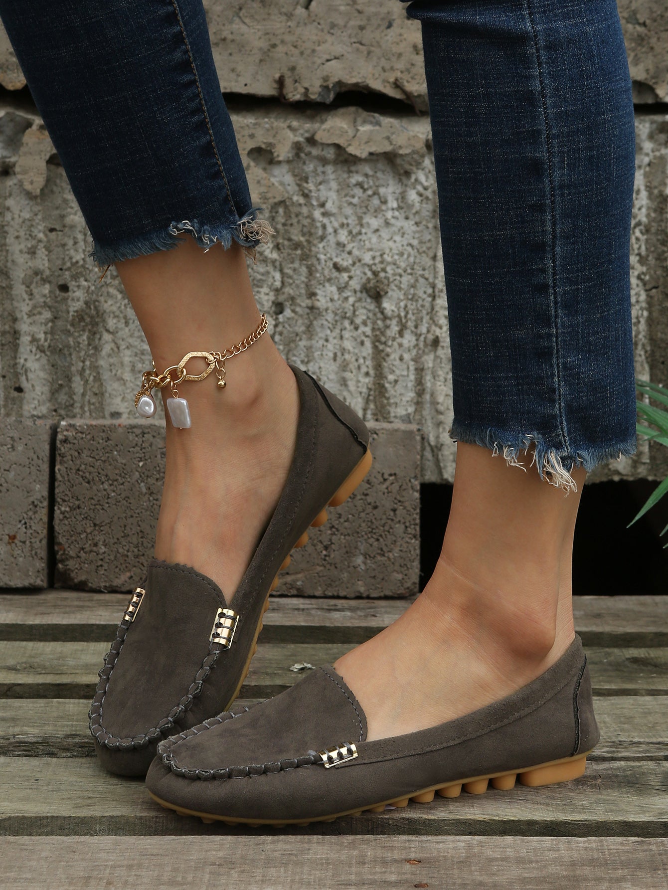 [Comfortable Loafers] Comfortable Round Toe Loafers | Women's Solid Slip On Shoes, Women's Footwear