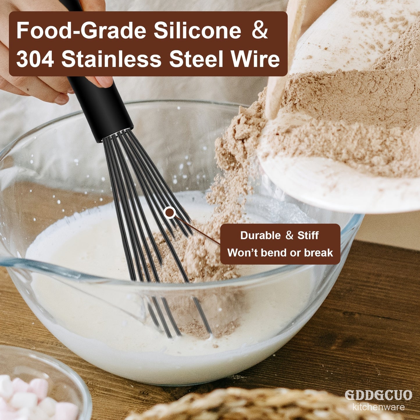 3pcs 3-Piece Silicone Egg Whisk Set: Manual Egg Beater for Baking, Kitchen Supplies